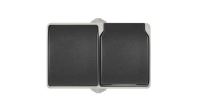 Gniazdo Natynkowe + Wył.Schodowy Ip44 Szaro-Czarne Emos A1397.4