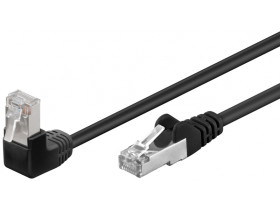 CAT 5e kabel krosowy kątowy 1x 90°,F/UTP, Czarny