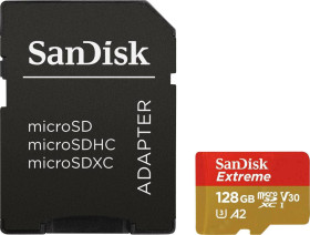 SanDisk Extreme™ microSDXC 128 GB Class 10, UHS-I, UHS-Class 3, v30 Video Speed Class standard wydajności A2