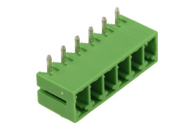 Łączówka; ECH381R-06P; 6 torów; R=3,81mm; 7,2mm; 8A; 300V; na panel; kątowe 90°; zamknięta; lutowany; zielony; Dinkle; RoHS