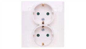 As Gniazdo Podwójne Z/U Schuko Z Przesłonami Ecru Gp-2Gsp/27