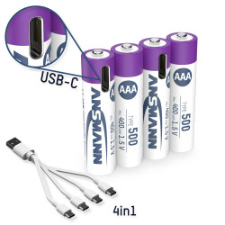 USB-C® Akku Ansmann LR03 USB-C, Li-Ion, 500 mAh, 1.5 V, 4 szt.