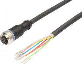 VKAE0A25, Kabel przyłączeniowy, 15m, M12 żeński 8pin prosty, Końcówka wolna, 8-żyłowy, PUR, Ø5,9mm