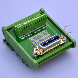 CZH-LABS DIN Rail Mount 24-Pin 0.085&quot; Centronics Female Ribbon Connector Interface Module, Screw Terminal Block Breakout Bo