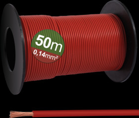 23CW020 Stranded wire, 0.14 mm², red, 50 m reel