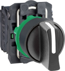 Toggle switch, unlit, groping, 1 Form A (N/O), waistband round, black, front ring black, 2 x 90°, mounting Ø 22 mm, XB5AD41