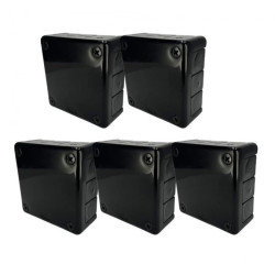 Puszka hermetyczna natynkowa 118x118x46mm 12-wlotowa, z dławikami gumowymi, IP55 zamknięcie na wkręty, czarna EDO 5szt