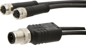 VK000055, rozdzielacz, 60V, 2x M8 4pin, M12 4pin, 4A 2xM8-Dose4p,1xM12-Stecker4p