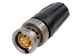 BNC plug 75 Ω, CommScope 5765, Gepco VSD2001, Suhner S05163-02, Suhner S05133-07, Percon VK77, crimp connection, straight, NBNC7