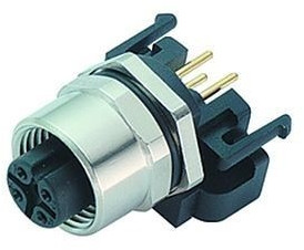 Panel socket, M12, 5 pole, THR, screw locking, angled, 99 3442 601 05