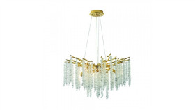 Lampa Wisząca Do Salonu Dijon Kolor Złoty, Kryształowe Dodatki, 8*G9 -...