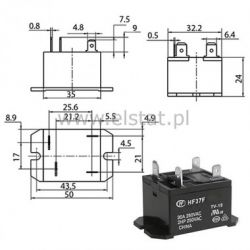 Przekaźnik 1 styk zwierny; 30A; 12V; konektory