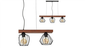 Lampa Wisząca Ozzy Black / Wood 3Xe27 60W Mlp6252 Milagro