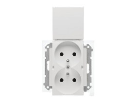 SIMON 55 Gniazdo podwójne z uziemieniem szybkozłącza IP44 z uszczelką klapka w kolorze biały mat TGZ2BMCZ.01/111 KONTAKT SIMON