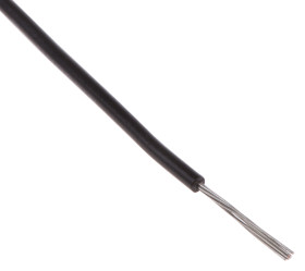 Przewód montażowy 0,08mm² Czarny RS PRO XLPVC 28 AWG 150 V dł. 100m 7/0,12 mm +80°C UL 1581, UL 758
