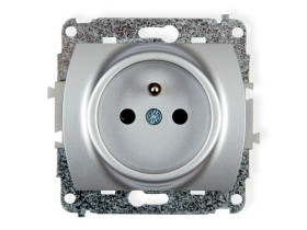 TREND Gniazdo pojedyncze z uziemieniem (przesłony torów prądowych) srebrny 5GP-1zp KARLIK