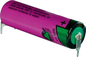 Lithium-battery, 3.6 V, 2/3R23, 2/3 AA, round cell, solder pin, 1110361800