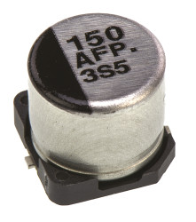 Kondensator 150μF 10V dc SMD Panasonic 6.3 (Dia.) x 5.8mm