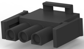 Plug housing, 3 pole, pitch 6.35 mm, straight, black, 1586377-1