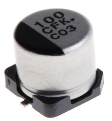 Kondensator 100μF 16V dc SMD Panasonic roztaw: 1.8mm 6.3 (Dia.) x 5.8mm