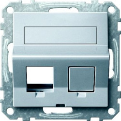 Merten System M Płytka centralna gniazda komputerowego podwójnego ukośnego RJ45 aluminiowy MTN4568-0460