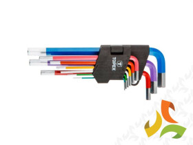 Klucze sześciokątne 1,5-10mm zestaw 9 sztuk kolorowe (inny kolor inny rozmiar) 35D966 TOPEX