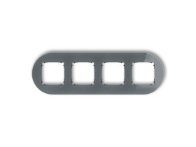 ICON Ramka poczwórna okrągła - efekt szkła (ramka: grafitowa, spód: czarny) grafitowy 28-12-IRSO-4 KARLIK