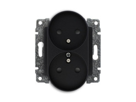 VENA Gniazdo podwójne z uziemieniem i przesłoną torów prądowych bez ramki antracyt 516147 KOS