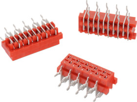 Socket, 8 pole, pitch 2.54 mm, angled, red, 690368170872