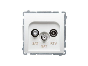 SIMON BASIC Gniazdo SAT-SAT-RTV satelitarne podwójne końcowe 1dB białe BMZARSAT3.1-P2.01/11 KONTAKT SIMON