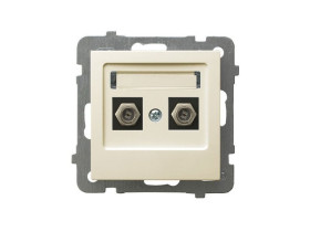 AS Gniazdo antenowe podwójne typu "F" ecru GPA-2GF/m/27 OSPEL