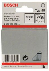 Zszywki z cienkiego drutu, typ 58, 13 x 0,75 x 10 mm, 1000 szt. Bosch Accessories 2609200236, N/A, Wymiary (D x S) 10 mm
