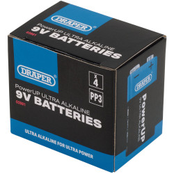 Draper 03981 PowerUP Ultra Alkaline 9V Batteries (Pack of 4)