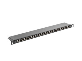 Patch panel 24 PORT 0,5U kat.5e ekranowany czarny PPS5-0024-B