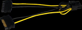 SATPCIEX8ADP 2x 15-pin SATA to 8 pin PCI-E, 15 cm, black/yellow