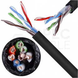 Kabel sieciowy U/UTP kat.5e skrętka 4x2x0,5mm zewnętrzny suchy PE czarny SATEC