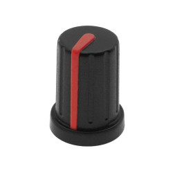 Gałka na oś 6mm, fi13x17mm, znacznik czerwony