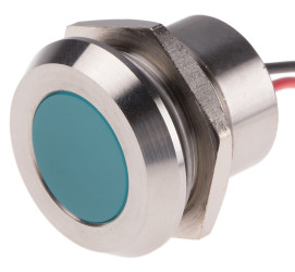 Lampka kontrolna do montażu panelowego 220V ac, niebieska 22mm LED Wyprowadzenia RS PRO