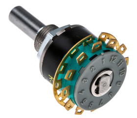 Przełącznik obrotowy, DP6T, 250 mA przy 60 V, 125V ac, 6-położeniowy, NSF GX non short