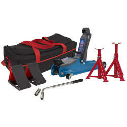 Sealey 1020LEBBAGCOMBO Trolley Jack 2tonne Low Entry Short Chassis - Blue &amp; Accs