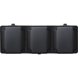 BRYZA Gniazdo natynkowe potrójne poziome z uziemieniem IP54 czarny 180940