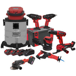 Sealey CP20VCOMBO4 CP20V Series 8 x 20V Cordless Tool Combo - 4 Batteries