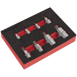 Sealey AK6241 Spline Socket Bit Set 8pc 1/4&quot;, 3/8&quot; &amp; 1/2&quot;Sq Drive