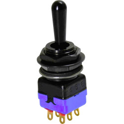 Toggle switch, metal, 2 pole, groping, (On)-Off-(On), 4 A/30 VDC, silver-plated, 12147AGK
