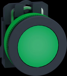 XB5FVB3 Indicator lights, complete, flush, plastic, green, 30mm, 24V, IP