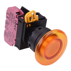 YW1L-M4E01Q4A Amber 24V illuminated 22mm Mushroom Momentary Push Button Switch NC IP65 IDEC