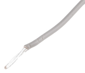 Przewód montażowy 0,6mm² Szary RS PRO PTFE 20 AWG 300 V dł. 100m 19/0,2 mm 200°C BS 3G 210:1996