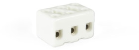 Porcelain terminal block, 3 pole, 0.5-9.0 mm², clamping points: 3, white, screw connection, 24 A, 157/ 3