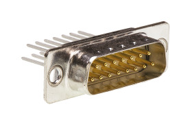 Złącze D-Sub 15-pinowe Męski Proste Montaż na panelu raster 2.74mm Złoto na niklu