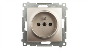 Simon 54 Gniazdo Pojedyncze Z/U 16A Z Przesłoną Torów Złoty Mat Dgz1z.01/44